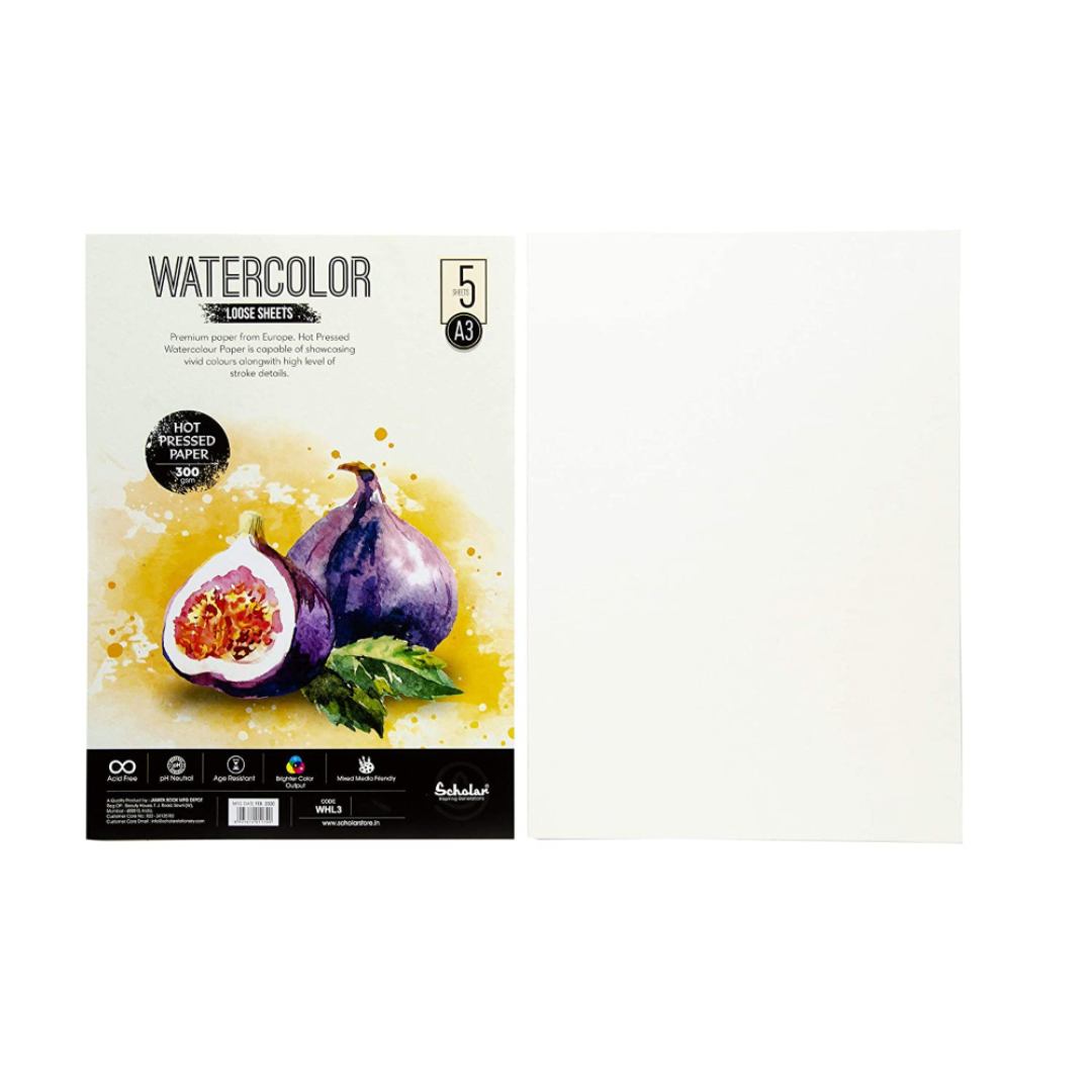 Scholar Watercolour Loose Sheets (Hot Pressed Paper)