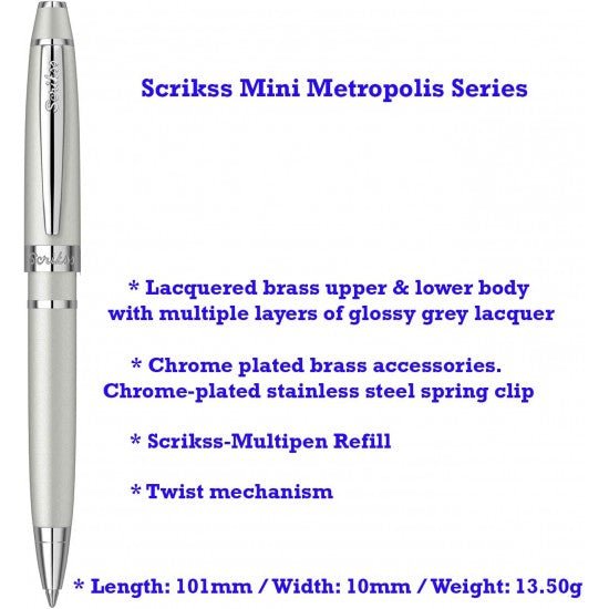 Scrikss Mini Metropolis Matte Grey-CT Ballpoint Pen
