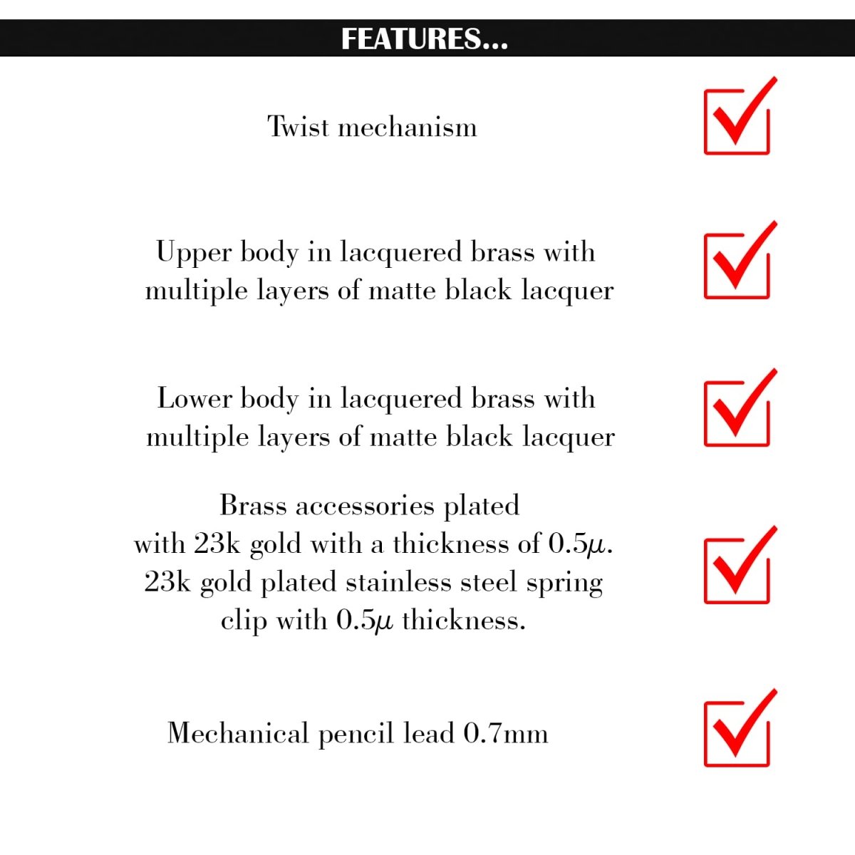 Scrikss Noble 35 Matt Black GT Mechanical Pencil-0.7mm