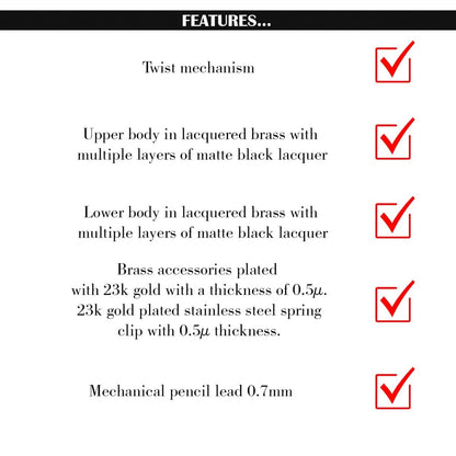 Scrikss Noble 35 Matt Black GT Mechanical Pencil-0.7mm