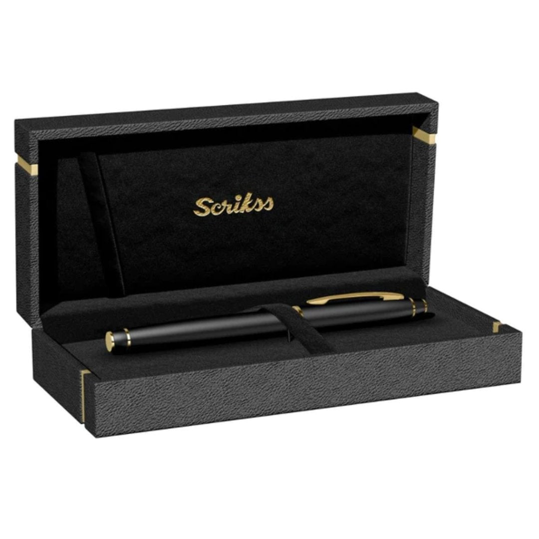 Scrikss Noble 35 Roller Ball Matt Black Gold Pen