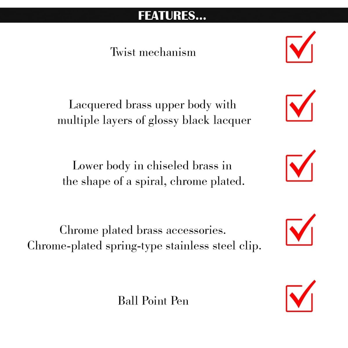 Scrikss Noble 35C Spiral Black Chrome Ball Point Pen