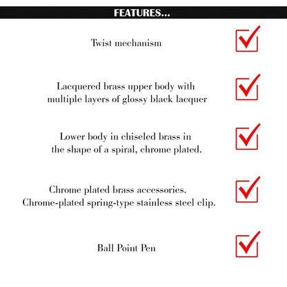 Scrikss Noble 35C Spiral Black Chrome Ball Point Pen