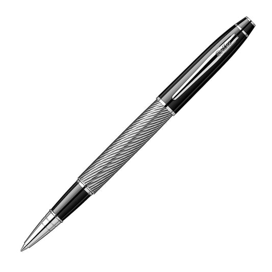 Scrikss Noble 35C Spiral Black Chrome Roller Ball Point Pen