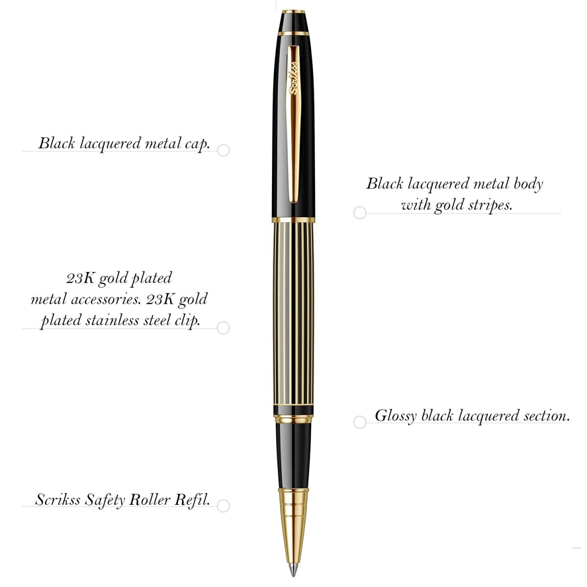 Scrikss Noble 35L Black GT Rollerball Pen