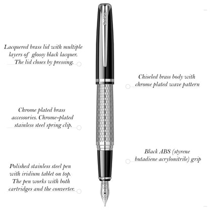 Scrikss Pera 477 Black-CT Fountain Pen+ Ballpoint Pen + Mechanical Pencil Set