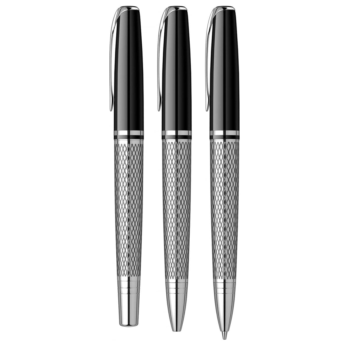 Scrikss Pera 477 Black-CT Fountain Pen+ Ballpoint Pen + Mechanical Pencil Set
