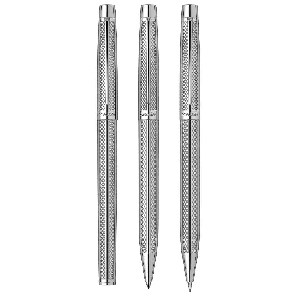 Scrikss Venus 722 Chrome CT Fountain+ Ballpoint Pen+ Mechanical Pencil Set