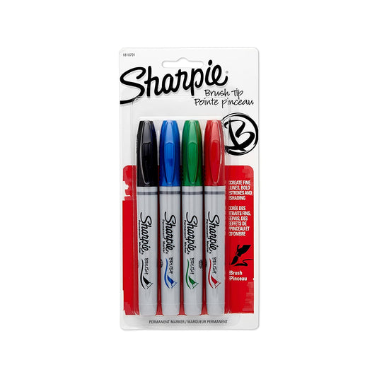 Sharpie Brush Tip Permanent Marker, Assorted Colors