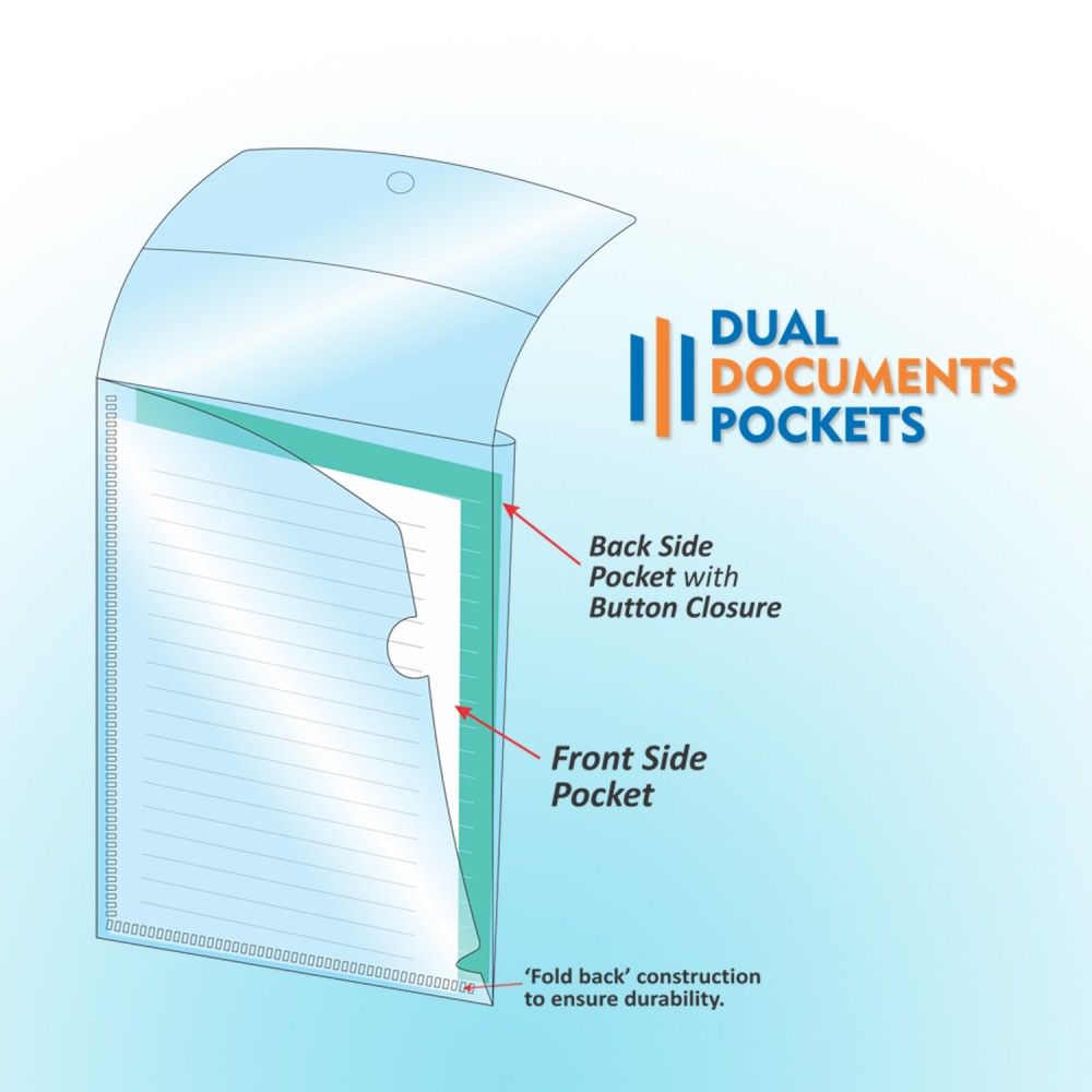 Solo Dual Documents Pockets - A4 (Pack Of 4)