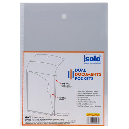 Solo Dual Documents Pockets - A4 (Pack Of 4)