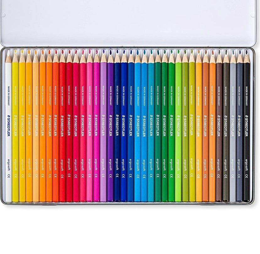 Staedtler Ergosoft Triangular Colouring Pencil, Assorted Colours, Tin of 36