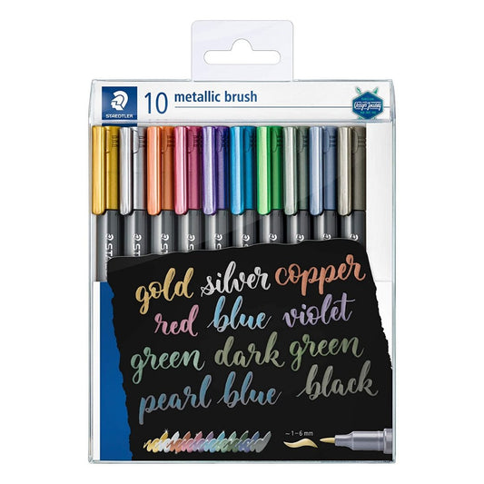 Staedtler Metallic Brush Pen - 10 Assorted Colors