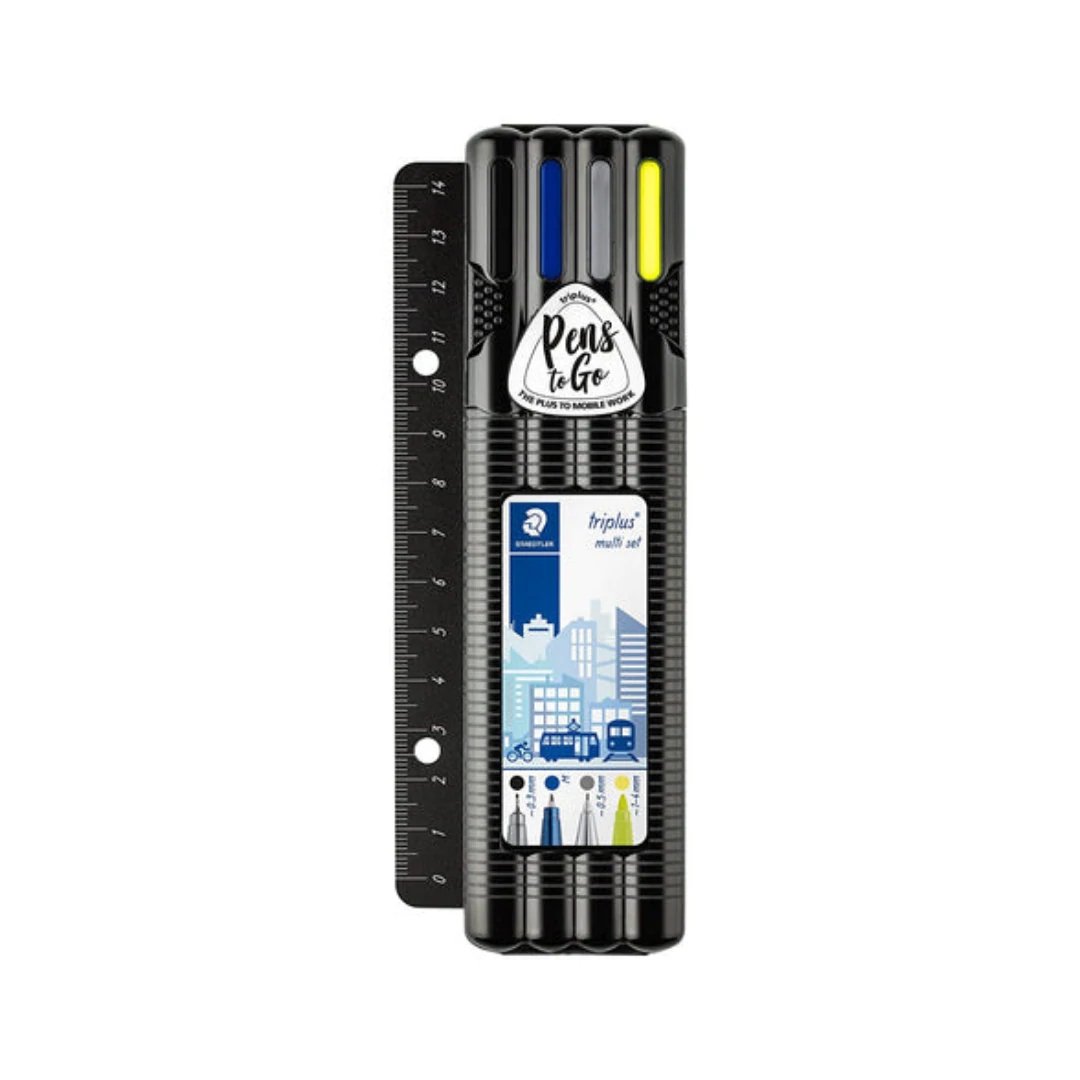 Staedtler Triplus Office set in Black box with a Ruler - Set of 4
