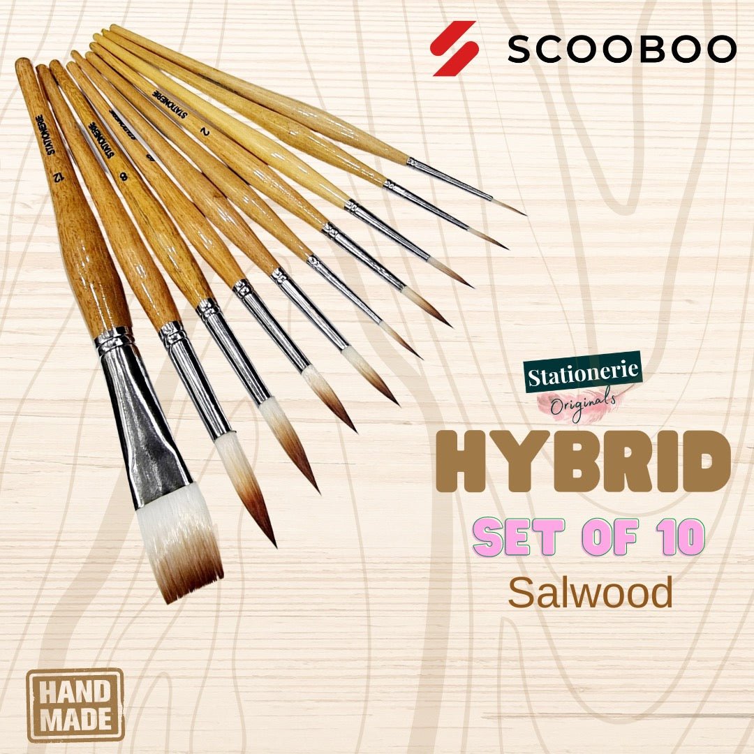 Stationerie Handcrafted Signature Hybrid Set Of 10 Salwood