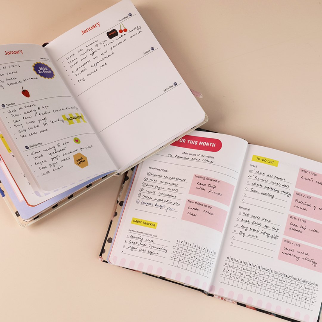 The Art Loom 2024 Annual Planner | Black Floral Bloom