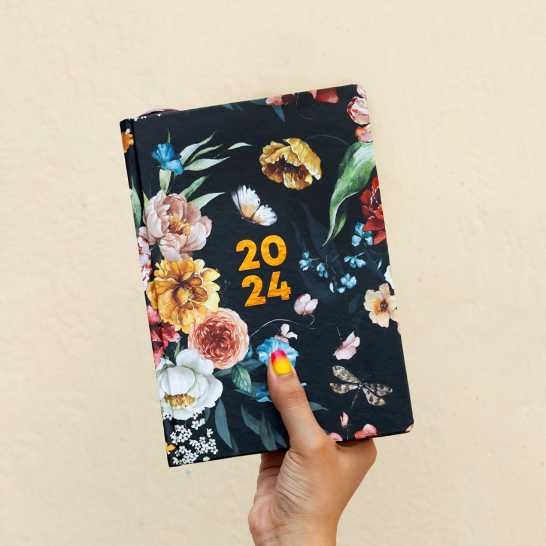 The Art Loom 2024 Annual Planner | Black Floral Bloom
