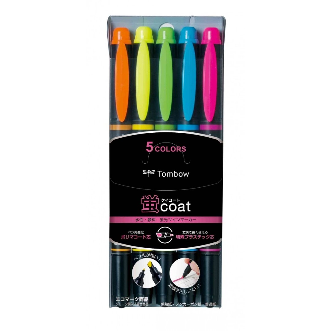 TOMBOW Edge Dual Tip Highlighter, Set Of 5