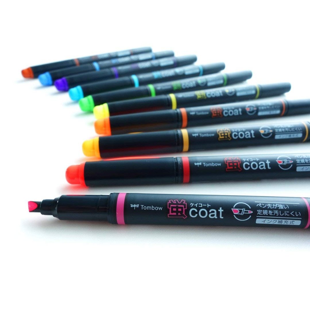 Tombow Kay Coat Double Side Fluorescent Highlighter Pen - 10 Color Set