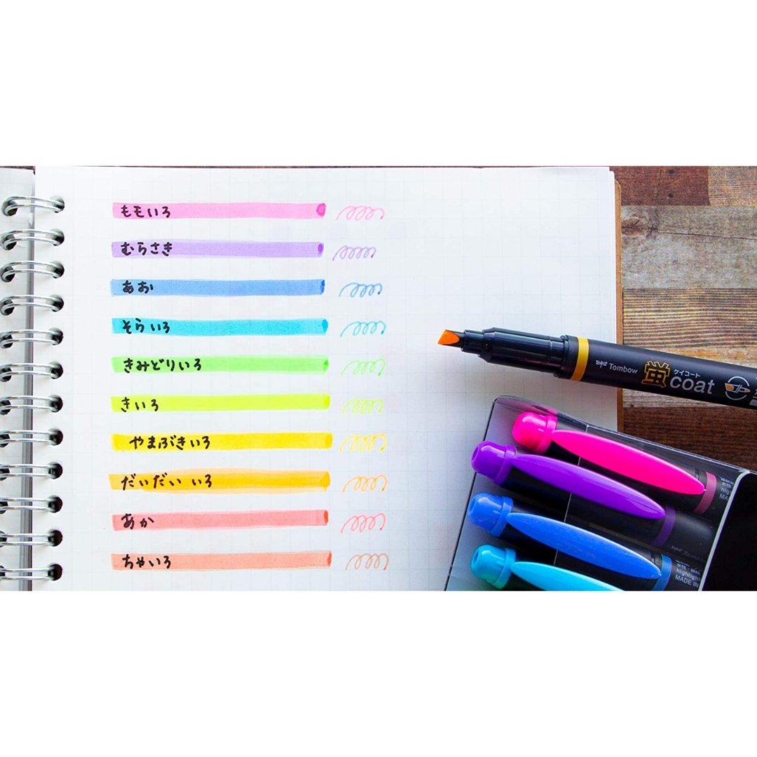 Tombow Kay Coat Double Side Fluorescent Highlighter Pen - 10 Color Set