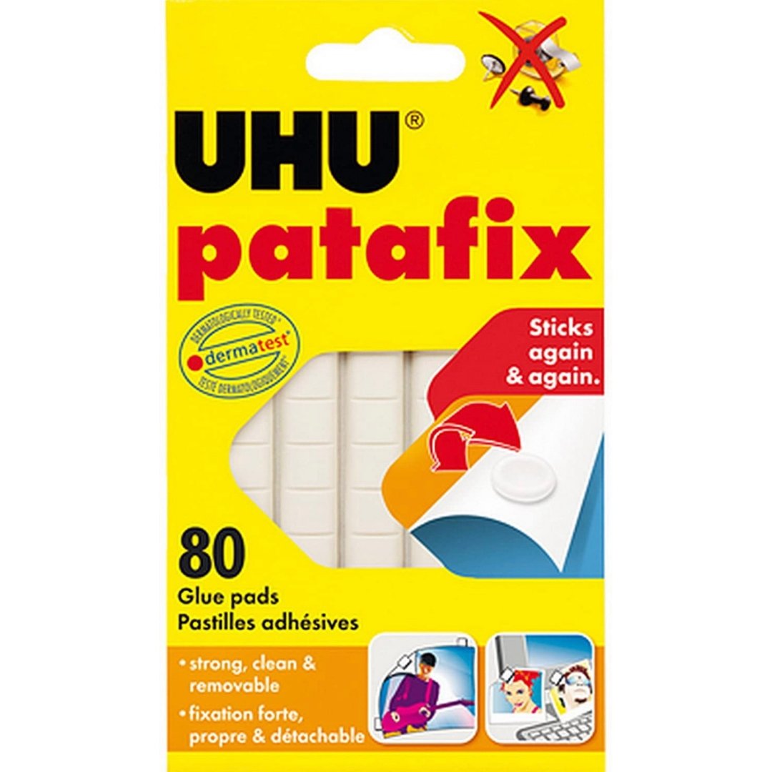 UHU Patafix Glue Pad Removable Reusable White 80 Pads