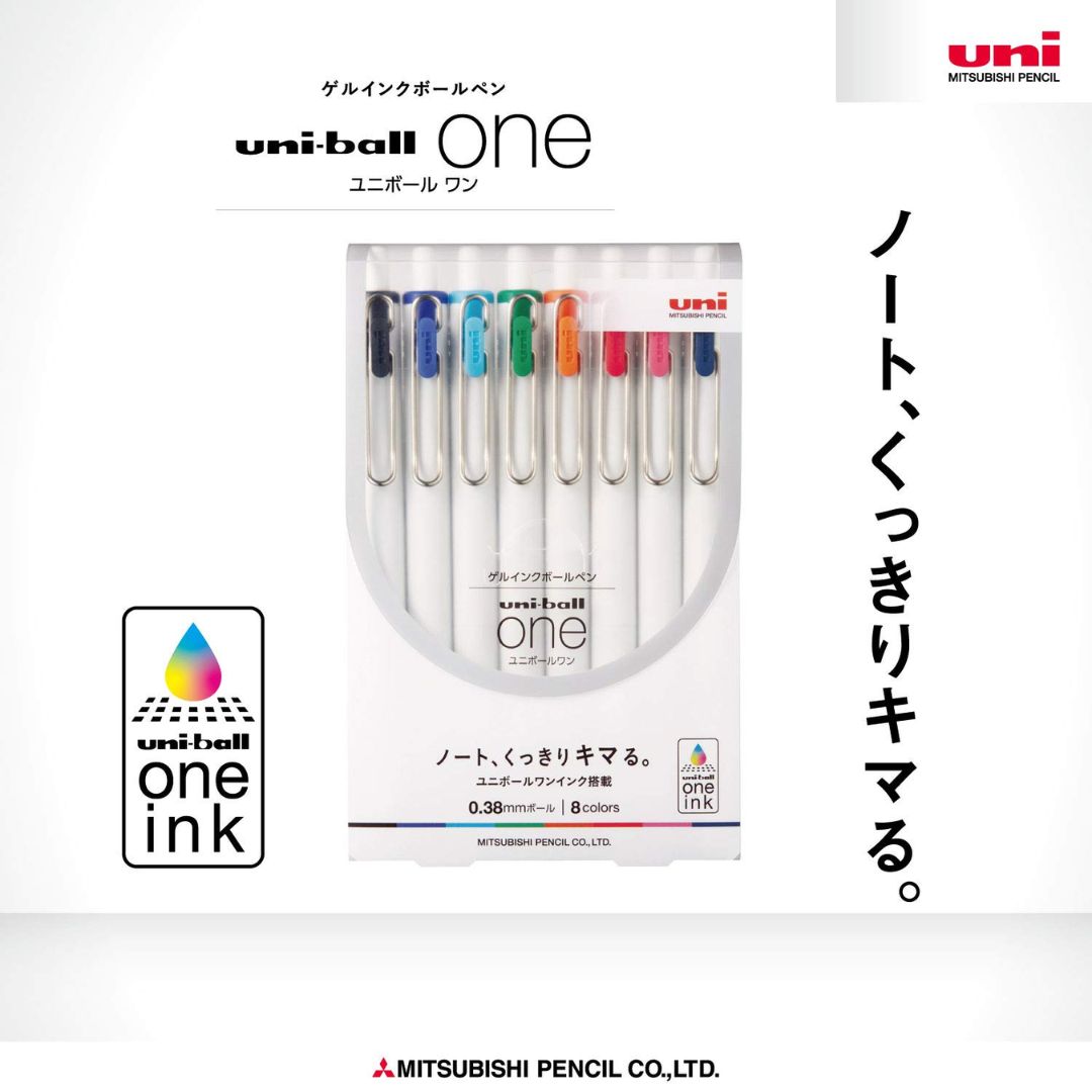 Uni-Ball One Gel Ink Color Pens-Pack Of 8