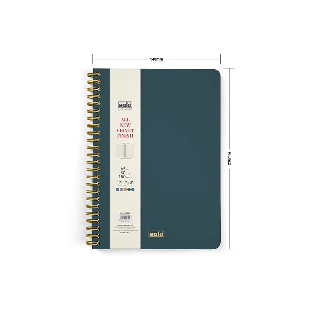 Solo Velvet Finish Notebook (Unruled)-A5