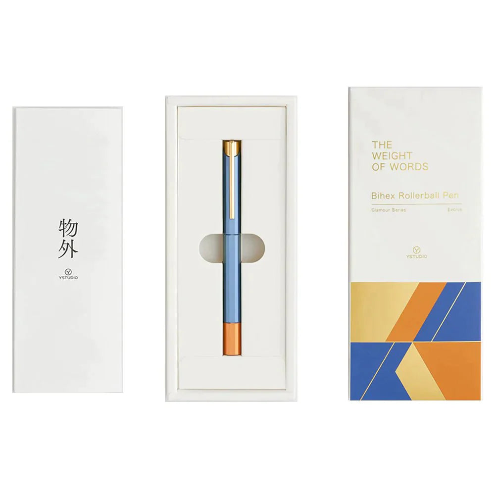 Ystudio Glamour Series Evolve Bihex Blue Gin Rollerball Pen