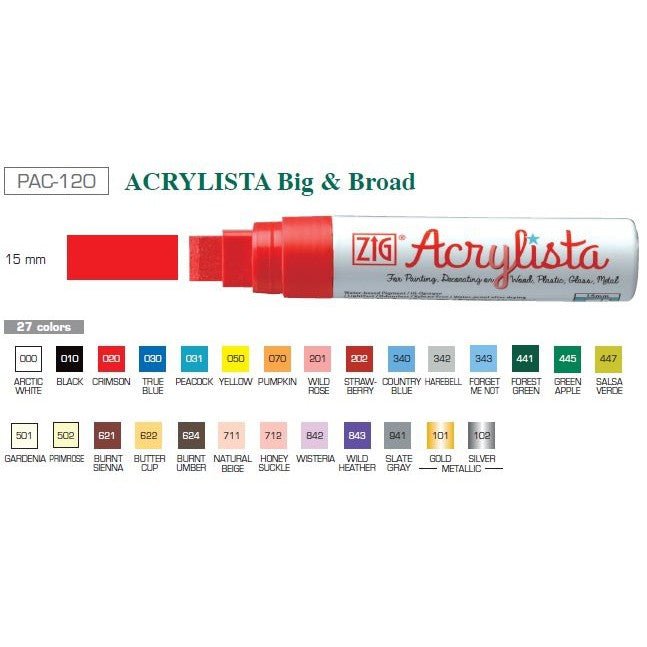 ZIG Acrylista Big & Broad Permanent Paint Marker, 15mm